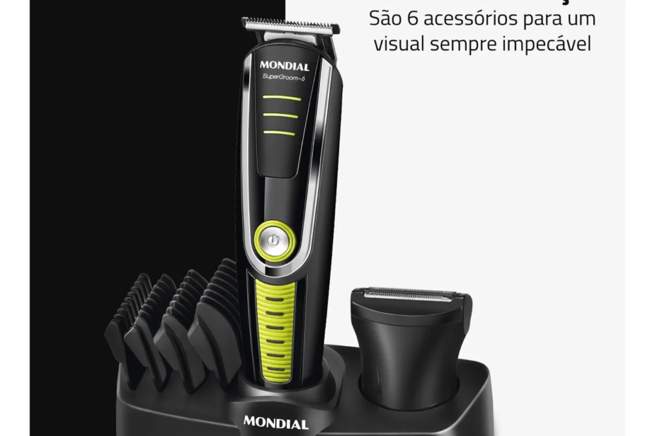 ✂️ Aparador de Pelos SuperGroom Mondial BG-04: Praticidade e Precisão para o Seu Dia a Dia Manter o visual em dia nunca foi tão simples! O Aparador de Pelos SuperGroom Mondial foi desenvolvido para homens modernos que valorizam praticidade, estilo e alto desempenho na hora de cuidar da aparência. 🔥 6 em 1: Tudo o que você precisa em um único aparelho Com o SuperGroom BG-04, você tem em mãos 6 acessórios que permitem cuidar do cabelo, barba e corpo sem complicações: 2 tipos de aparadores de alto desempenho; 4 pentes de corte (3mm, 6mm, 9mm e 12mm) para ajustar o comprimento dos fios ao seu estilo. 👉 Seja para um visual mais alinhado no dia a dia ou para dar aquele acabamento perfeito, você encontra todas as opções em um único kit.
